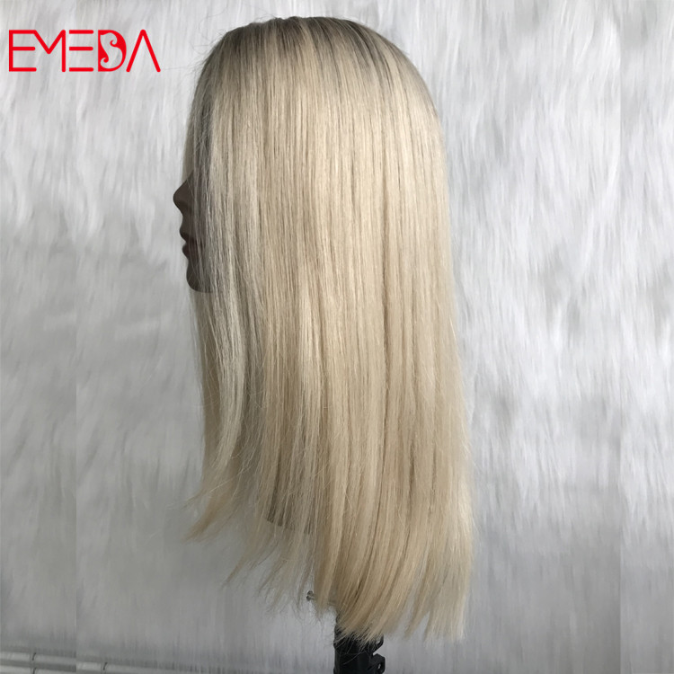 real brazilian hair wigs full lace wig dark roots ombre white blonde virgin cuticle yj281